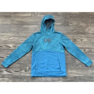 Under Armour Sweatshirt Size Large YXL Loose Youth Blue Hoodie Logo Pullover